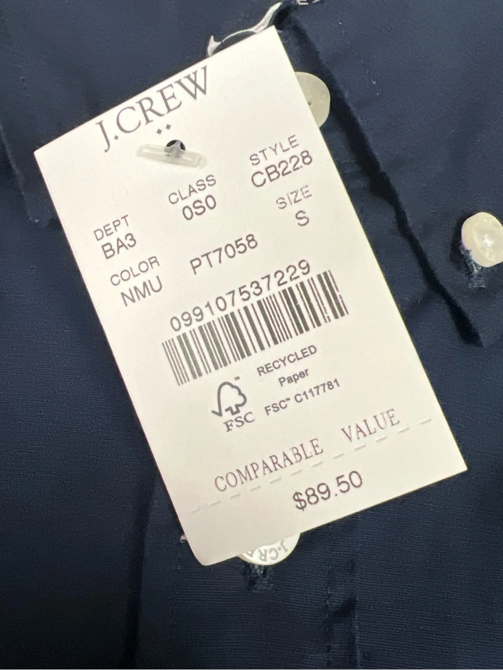 J. Crew crisp navy
